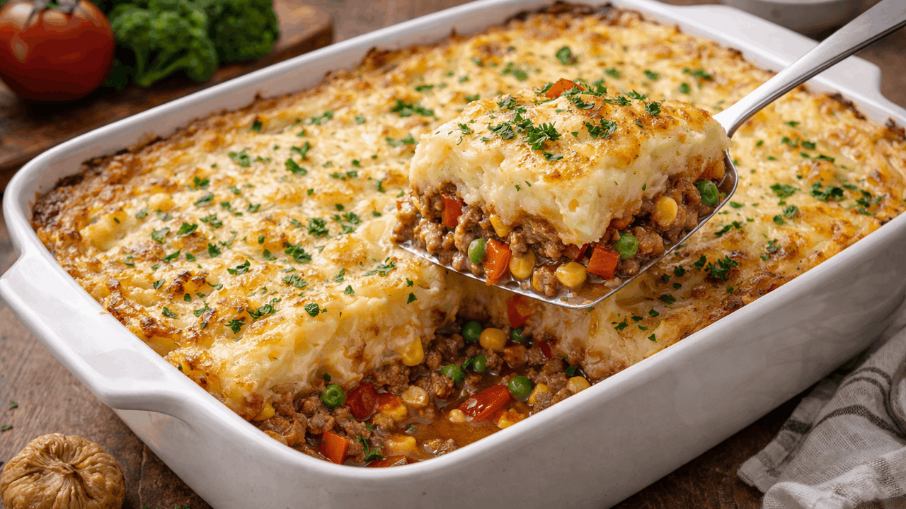 Эта картофельная запеканка с мясной начинкой — ...