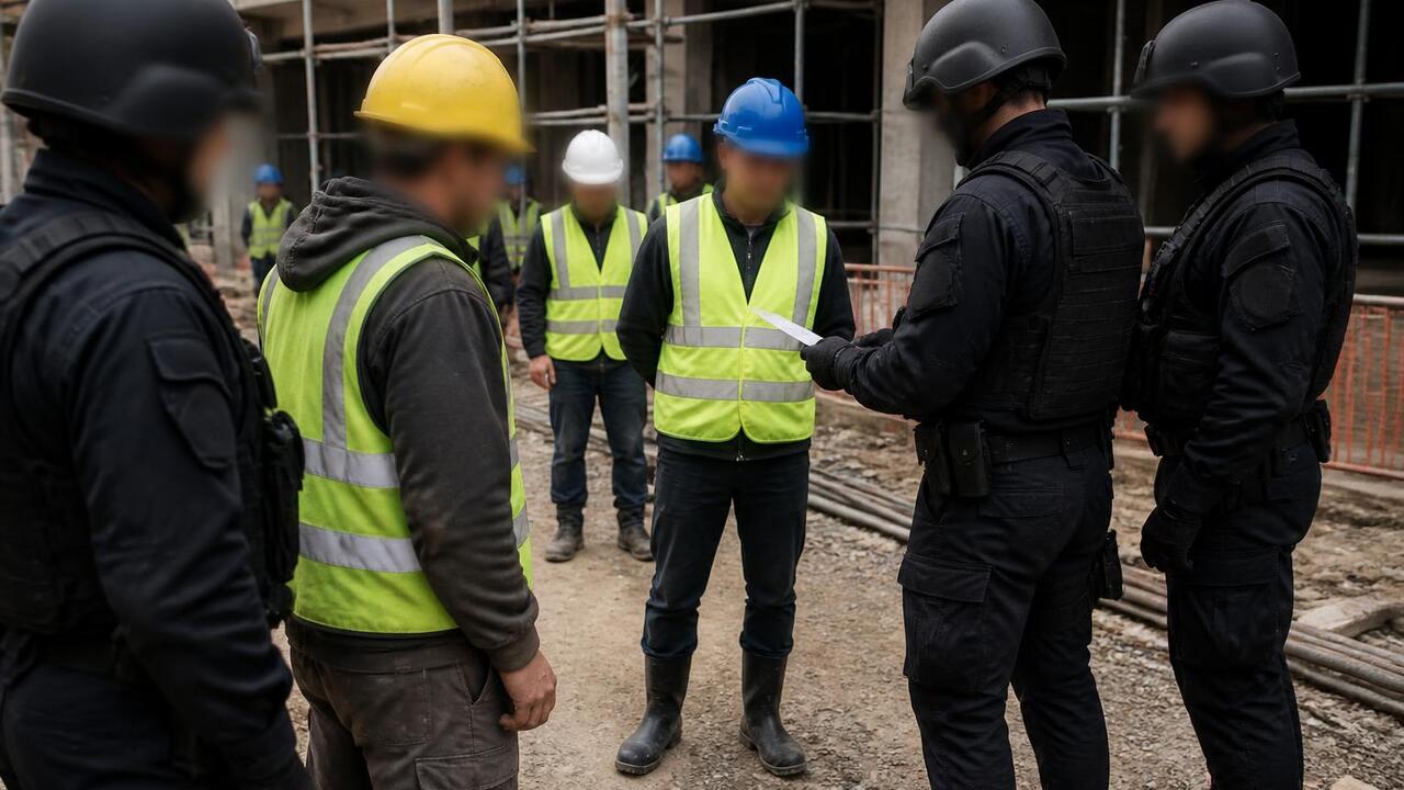 В Казани в ходе рейда выявили 30 нелегальных мигрантов Полицейский рейд на стройке, проверка документо...
