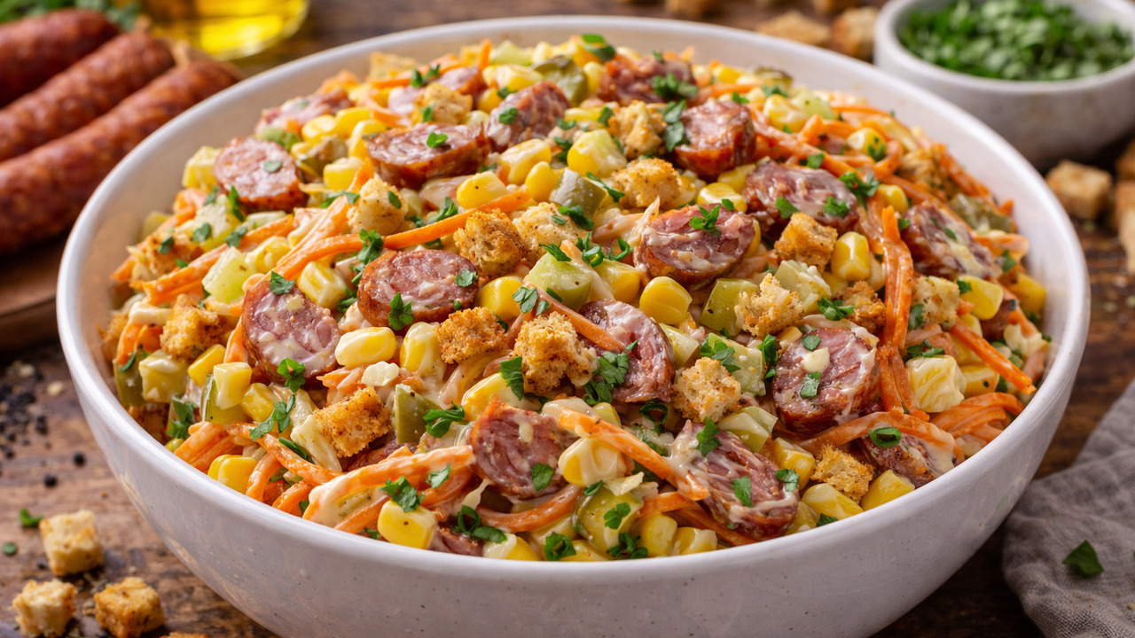 Ничего лишнего и минимум времени на кухне: как приготовить божественный салат за минуты Быстрый салат с охотничьими колбасками — находк...