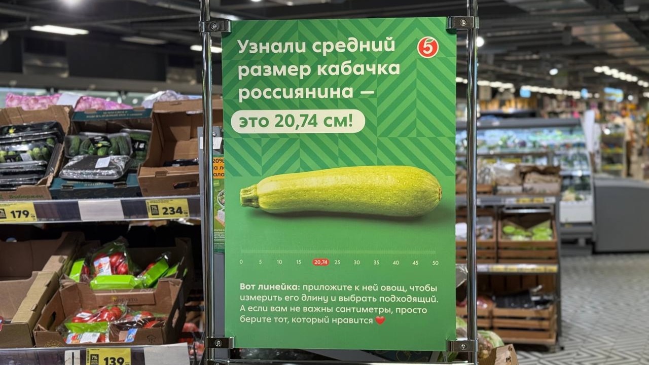 «Пятёрочка» узнала у россиян сравнила средний размер кабачка После сбора ответов организаторы рассчитали сре...