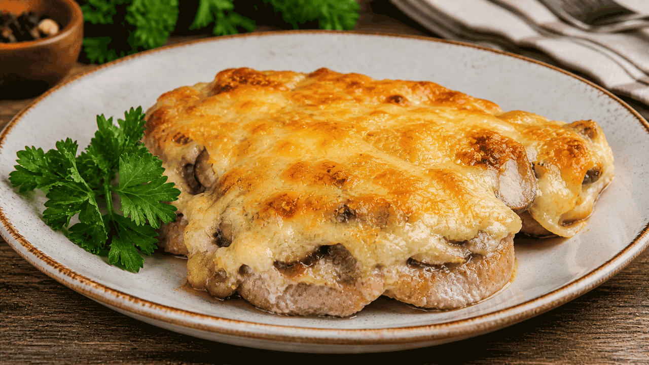 Сочное мясо под ананасами и сырной корочкой — з...