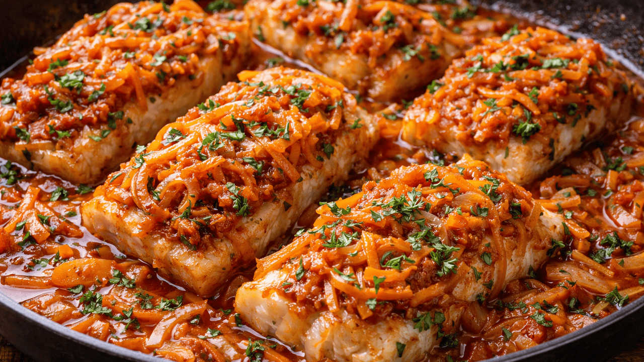 Треска под маринадом как в советской столовой: тот самый вкус с морковью и луком Треска под маринадом — одно из тех блюд советск...