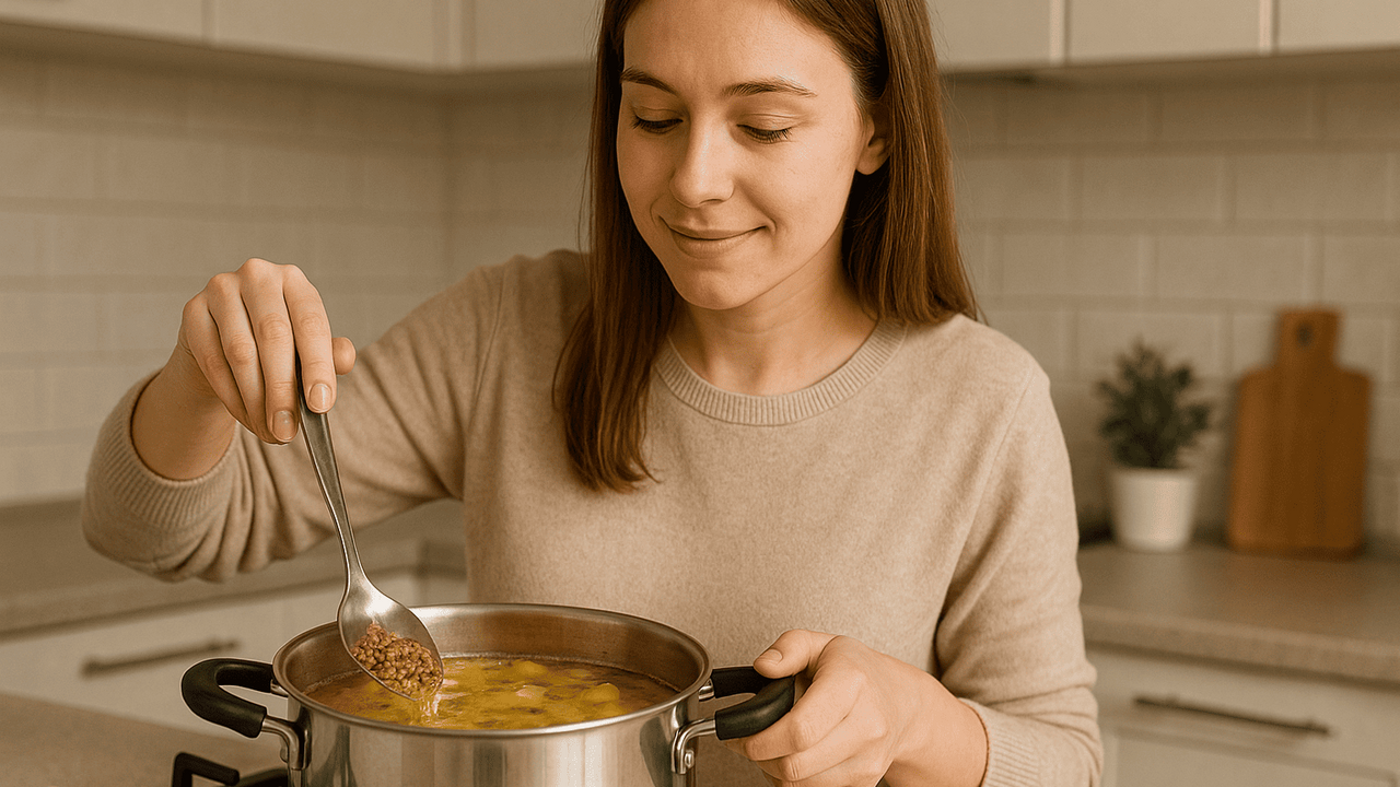 Польский капустняк с курицей и солёными огурцам...