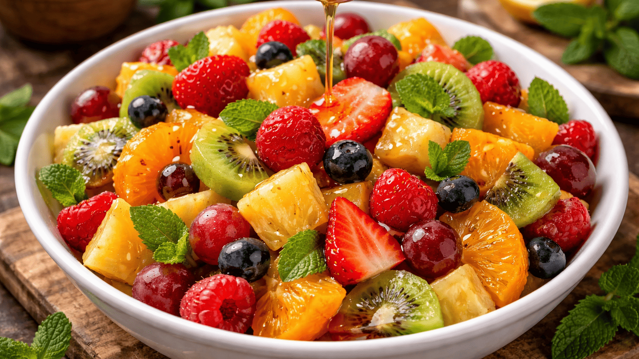 Свежесть, аромат и польза в каждой ложке: фруктовый салат с мятой и натуральным мёдом Фруктовый салат давно перестал быть просто наре...