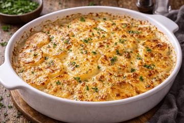 Праздничный гарнир с французским характером: картофель дофинуа в сливках из духовки