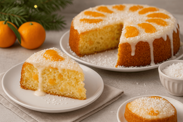 Шарлотка, которую сметают быстрее любых десертов: мандариново-кокосовый вкус с лимонной глазурью делает её по-настоящему роскошной