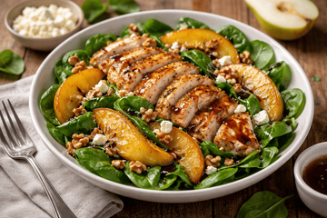 Курица, шпинат и груша в карамели: салат, который покоряет с первой вилки