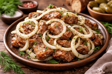 Готовлю не банальную нарезку: мясная закуска с луком исчезает быстрее других блюд