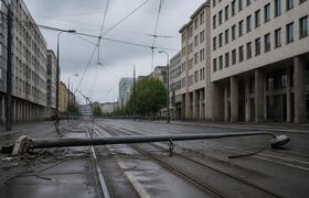 В Казани из-за упавшего столба остановились тра...